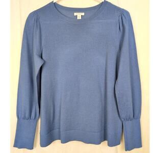 J. jill Merino wool cornflower blue balloon sleeve sweater Size XS Minimal Luxe